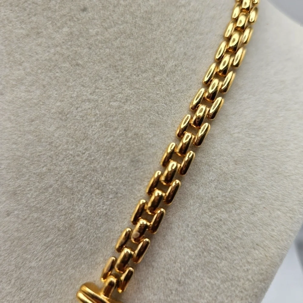 NEW VINTAGE Citation Cream Enamel Panel Statement Gold Tone Necklace